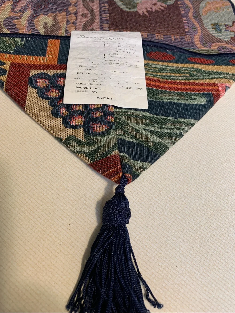 Vintage Patchwork Vineyard Tapestry Table Runner with Tassel